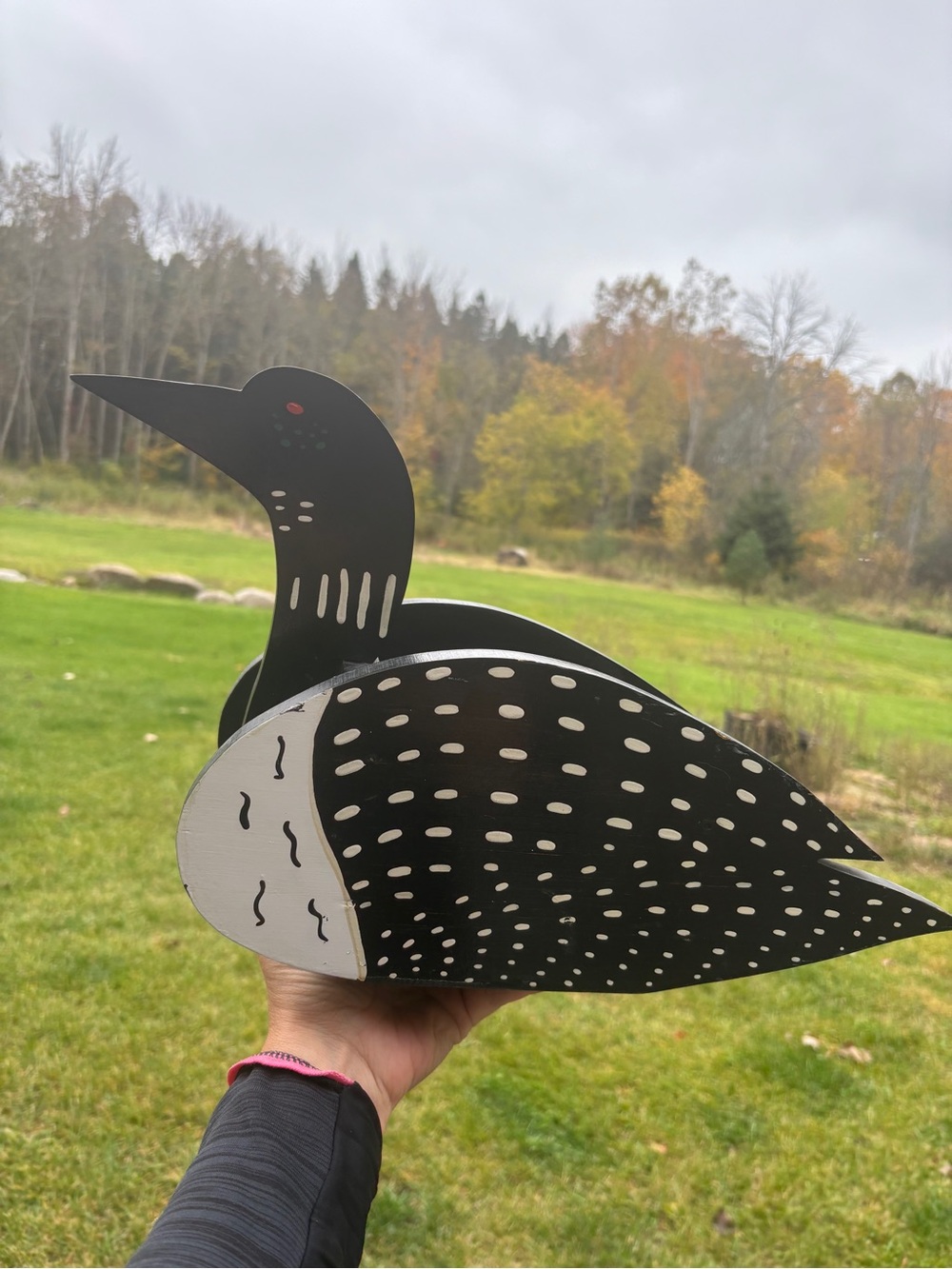Vintage Handmade Wooden Loon Planter Rustic Cottage Decor